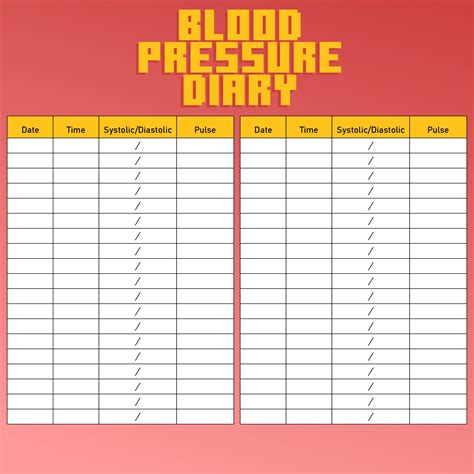 Blood Pressure Printable Tracker There Are Many Different Diseases And