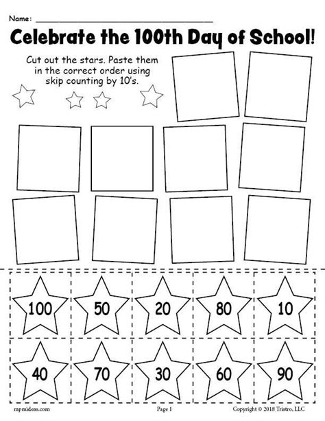 Free Printable 100th Day Of School Skip Counting By 10s Worksheet