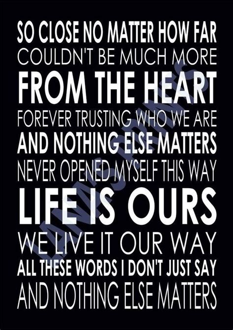 Nothing Else Matters Metallica Word Wall Art Typography Song