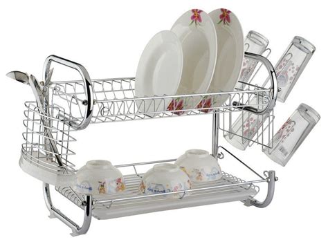 Deluxe 2 Tier Chrome Plated Dish Drying Rack 16 Dish