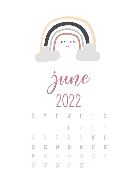 June 2022 Calendar Cute Background