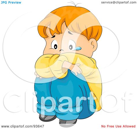Royalty Free Rf Clipart Illustration Of A Sad Boy Hugging His Knees