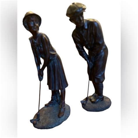 Accents Set Of Nostalgic Golfer Figurines Male Female 9 Inch Tall