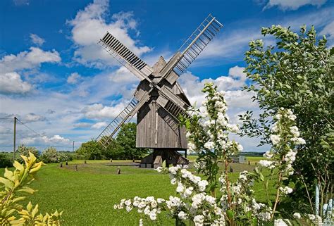 Hd Wallpaper Brown Wooden Windmill In The Middle Of Green Grass Field
