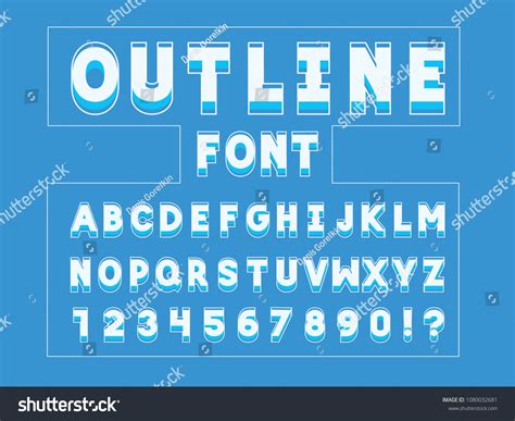 Vektor Stok Outline Font Vector Alphabet Letters Numbers Tanpa Royalti