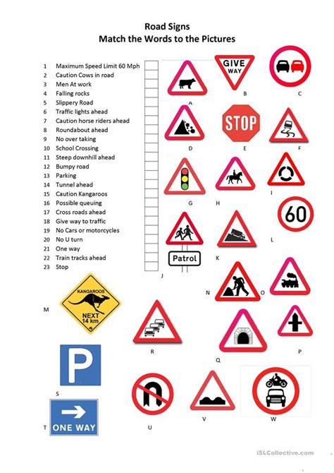 Road Signs English Esl Worksheets For Distance Learning And Physical Classrooms Road Signs