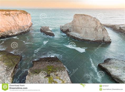 Sunset Over Shark Fin Cove Shark Tooth Beach Stock Image Image Of