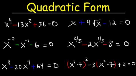 solving equations in quadratic form using substitution youtube