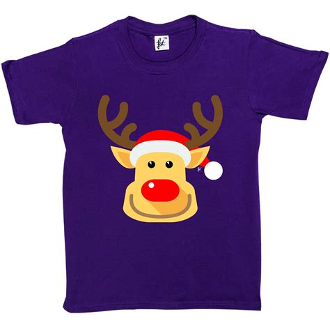 Cheeky Smile Rudolph Red Nose Reindeer Kids Boys Girls T Shirt Ebay