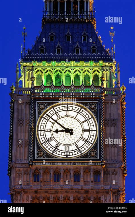 Detail Of The Clock Tower Big Ben Palace Of Westminster At Night