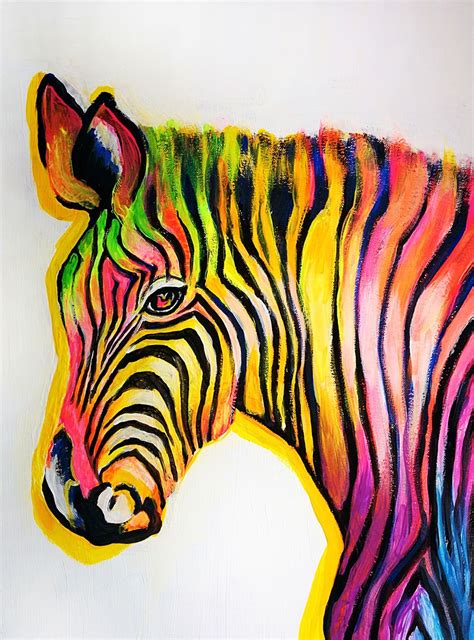 Weitere ideen zu malerei, abstrakt, kunstproduktion. ArtMasters Rainbow Zebra | Acryl | Neon | Regenbogenfarben ...
