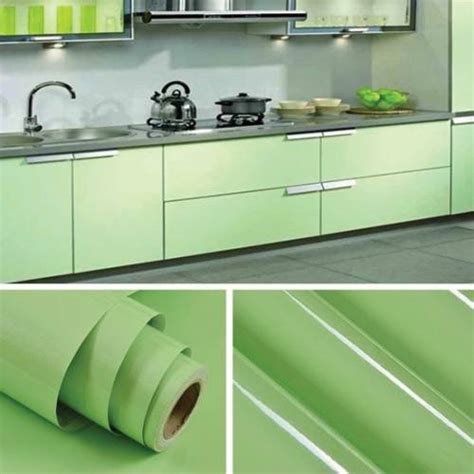 How to cover kitchen cabinets with contact paper. Shiny Light Green Sticker Kitchen Cabinet Liner Contact ...