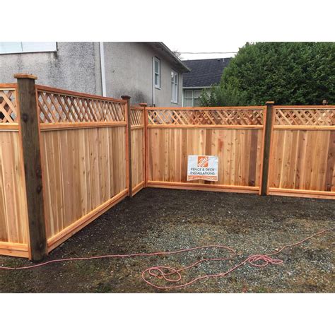 6 Ft X 8 Ft Premium Cedar Lattice Top Fence Panel With Stained Spf
