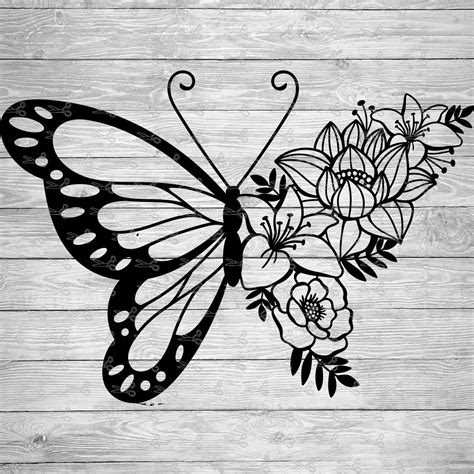 Floral Butterfly Svgeps And Png Files Digital Download Files For