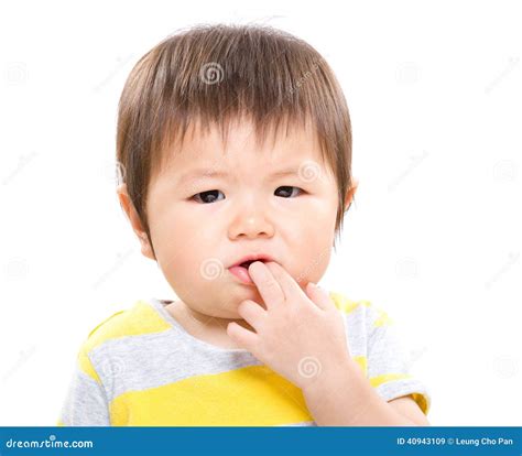 Baby With Finger Suck Into Mouth Stock Image Image Of Attention