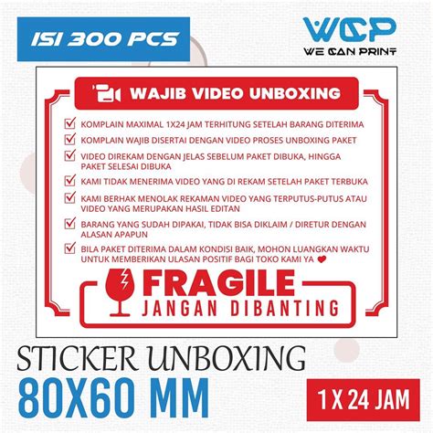 Jual Label Sticker Fragile Wajib Video Unboxing Stiker Jangan Dibanting