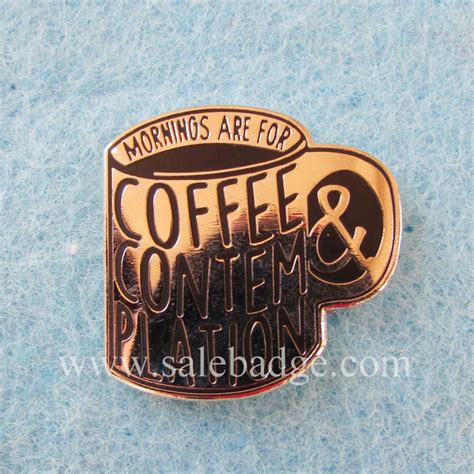 Custom Metal Black Enamel Coffee Cup Shaped Hard Enamel Pins Badges In