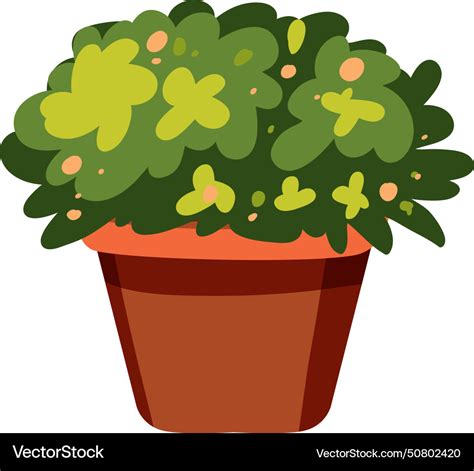 Graphic Of A Vibrant Green Potted Shrub Royalty Free Vector