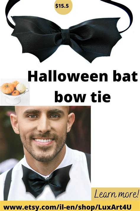 Faux Leather Bat Bow Tie Halloween Bowtie Gothic Wedding Etsy