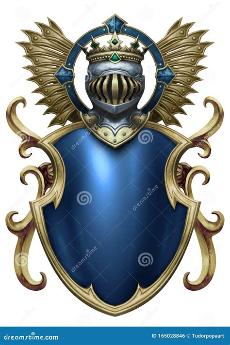 Beautiful Heraldic Shield With Helm Crest Illustration Stock