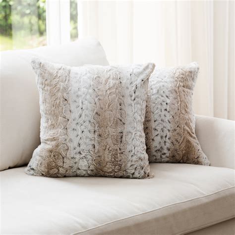 Cheer Collection Embossed Faux Fur Throw Pillows Set Of 2 Lumbar