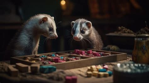 Premium Ai Image Illustration Of A Pair Of Ferrets Playing Together