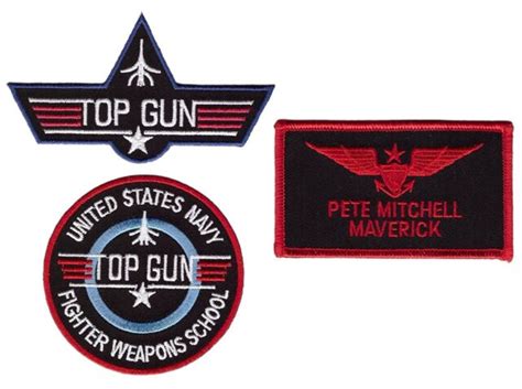 Maverick Top Gun School Name Badge Costume Patch Set 3pc Bundle Hook