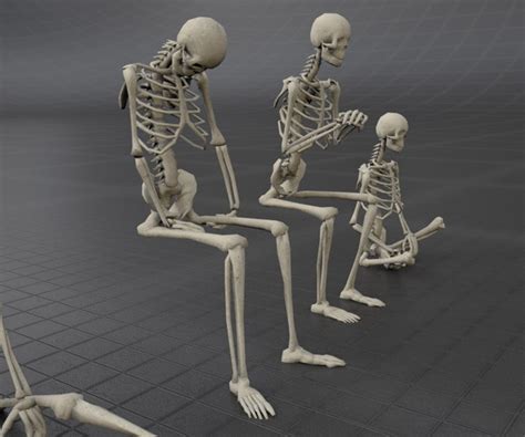 Artstation Skeleton Poses Pack Low Poly 3d Model Game Assets