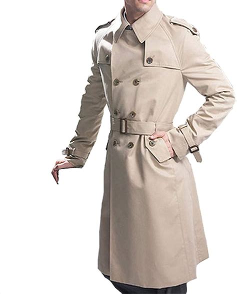 Trench Coat Men Classic Double Breasted Mens Long Coat Mens Clothing