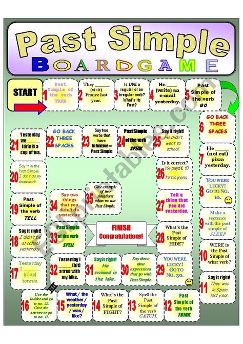 Past Simple Board Game Esl Worksheet By Razvan Esl Worksheets