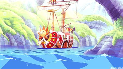 An Animated Image Of A Pirate Ship In The Ocean With Two People On Its