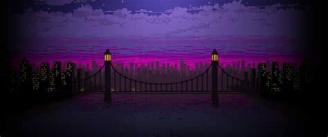 2560x1080 Pixel Art Bridge Night 2560x1080 Resolution Hd 4k Wallpapers