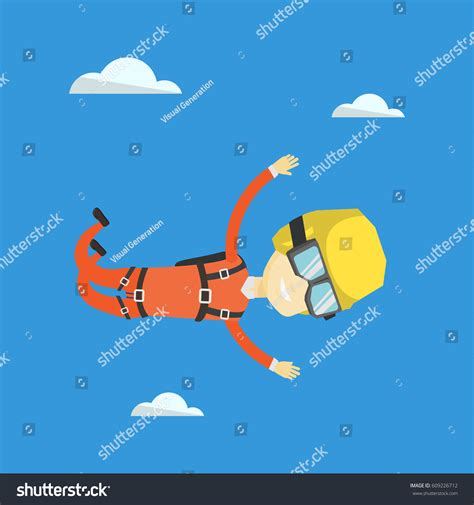 Vektor Stok Asian Parachutist Jumping Parachute Professional Male