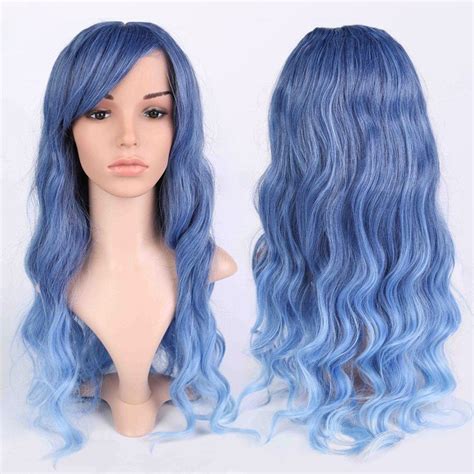 inclined bang long ombre wavy shaggy anime wigs colormix in cosplay wigs