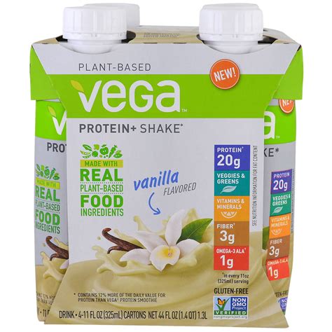 Vega Plant Based Vanilla Vegan Protein Shake 20 G 4 Count