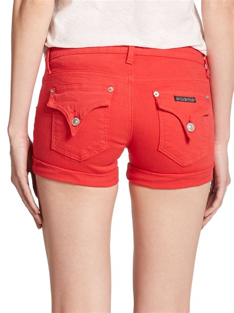 Hudson Jeans Hampton Cuffed Denim Shorts In Red Lyst