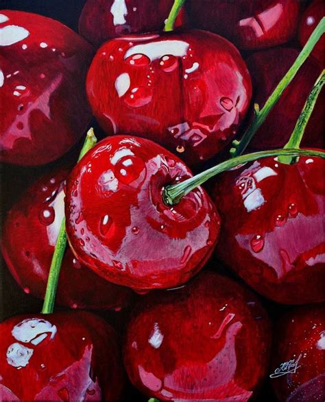 Cherry Painting Food Art Painting Cherries Painting Prismacolor Art