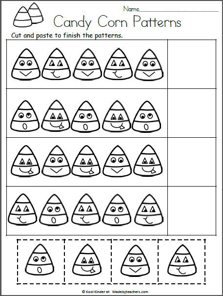 Candy Corn Patterns Worksheets