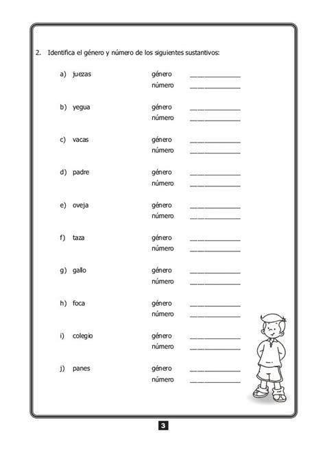 Actividades De Genero Y Numero Del Sustantivo Para Segundo Grado Imagen