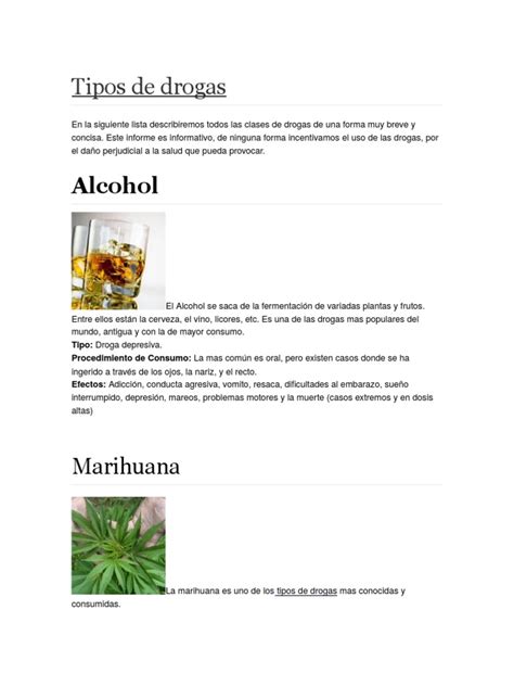 Tipos De Drogas Pdf Drogas Cannabis Droga