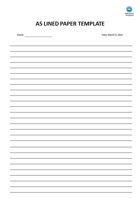 Ruled Paper Template Word