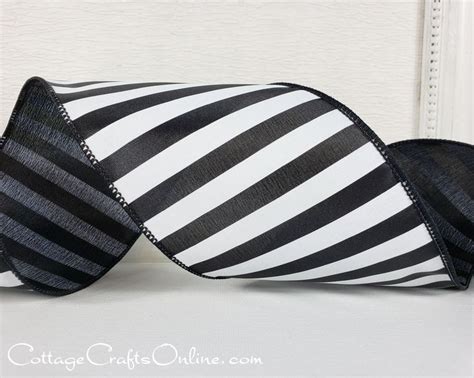 Wired Ribbon 4 Wide Black And White Stripe Ten Yard Etsy Black And
