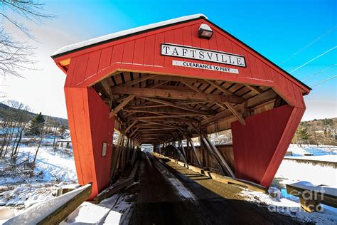 Taftsville Covered Bridge In Vermont In Winter Photograph By Edward