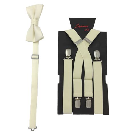 Ivory Mens Suspenders And Bow Tie Sets 1inch X Back Spencer Js