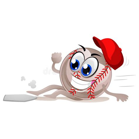Baseball Mascot Sliding To Base Plate Stock Vector Illustration Of