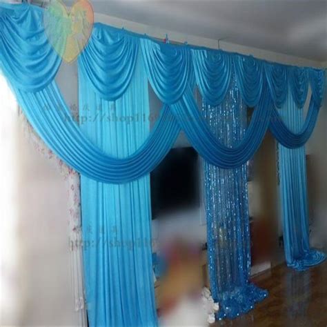 34m Wedding Party Ice Silk Fabric Drapery White Tiffany Blue Color