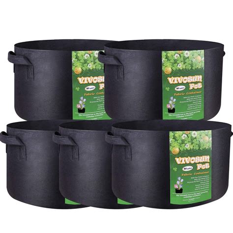 vivosun 5 pack 20 gallon plant grow bags premium series thichkened non