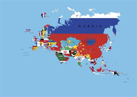 Europe Asia Flags Background Map And State Names Stock Photo Image Of
