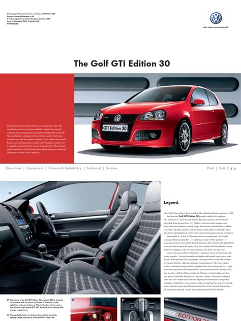 Golf Gti Edition 30 Brochure Horsepower Fuel Economy In Automobiles