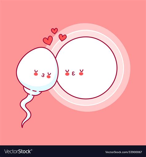 Cute Happy Funny Sperm Cell Kiss Ovum Royalty Free Vector